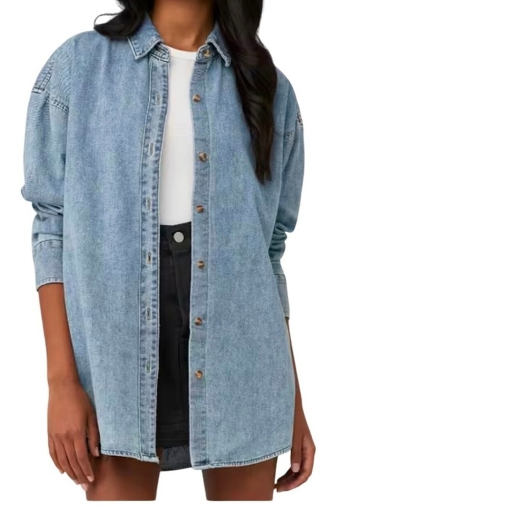 Show Me Your Mumu Mountain Denim Button Down Womens Long Sleeve Casual Top